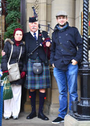 Stavros with Jim outside the Balmoral Hotel Edinburgh